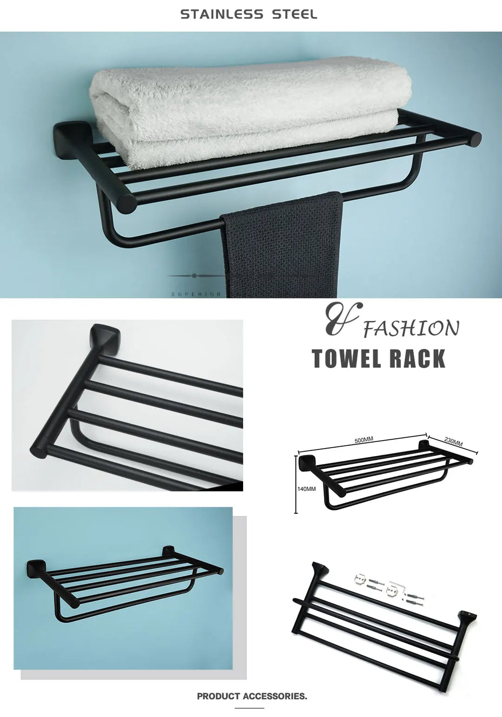 Black Bathroom Accessories Stainless Steel Wall Mounted Bath Towel Holder Robe Hook Toilet Brush Paper Towel Holder Pendant