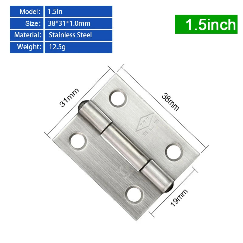 1-4 Inch Furniture Cabinet Door Hinges Stainless Steel Drawer Fitting Hinge Hardware Box Accessories 2in 3in 1.5in 2.5in 3.5in