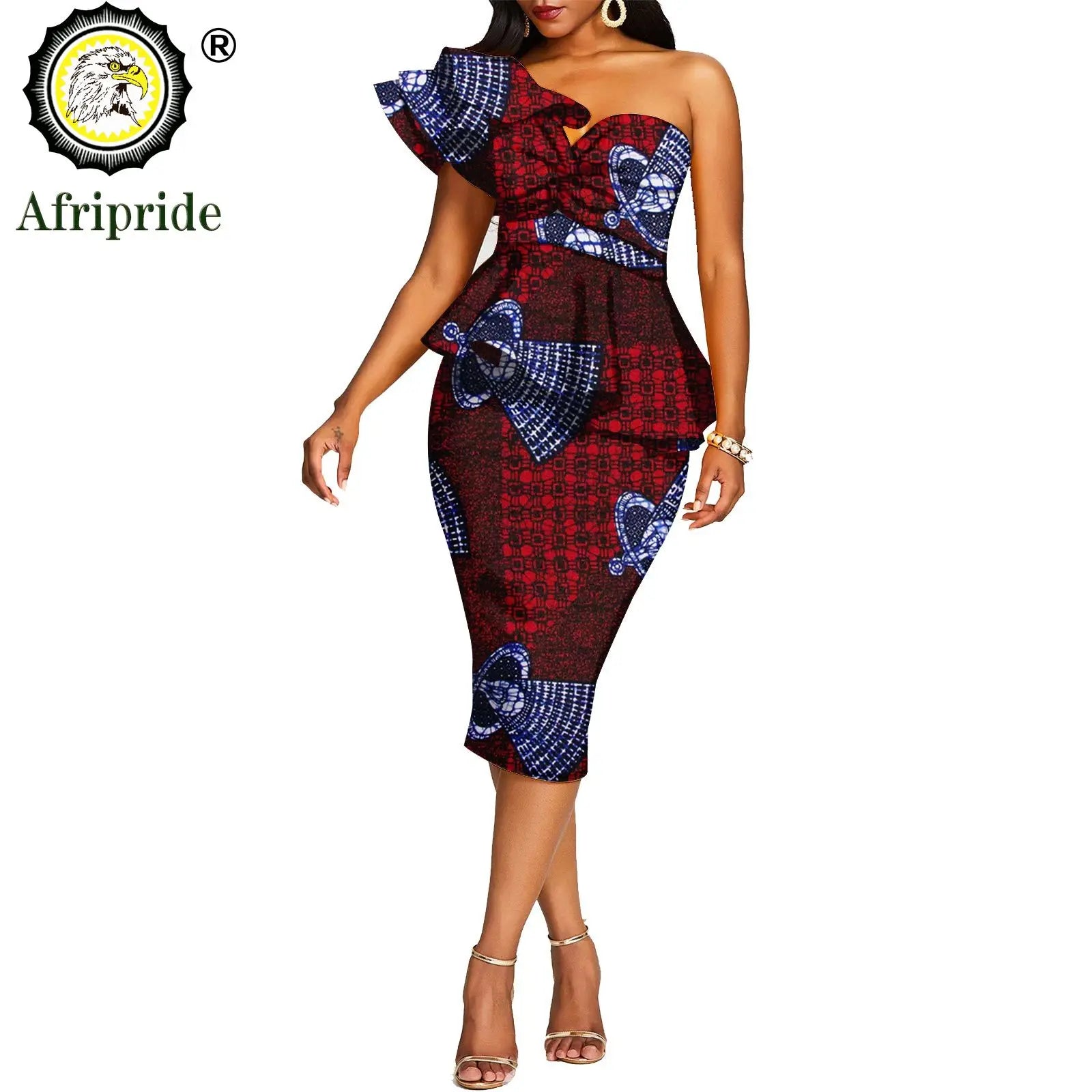 African 2 Piece Set for Women Crop Top + Print Skrit Set Ankara Clothing Dashiki Outfits Blouse Shirt Midi Skirt Casual S1926100