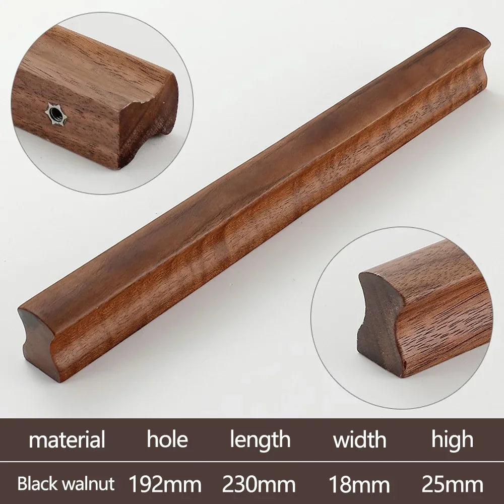 Wooden Furniture Handles Walnut Kitchen Cabinet Handles Drawer Knobs Handles for Cabinets and Drawers Long Wardrobe Pulls
