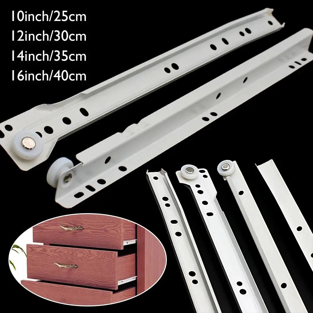 1Pair Mute Two Section Drawer Track Slides Cabinet Rails Computer Table Chute Cabinets Keyboard Roller Pulley Furniture Slides