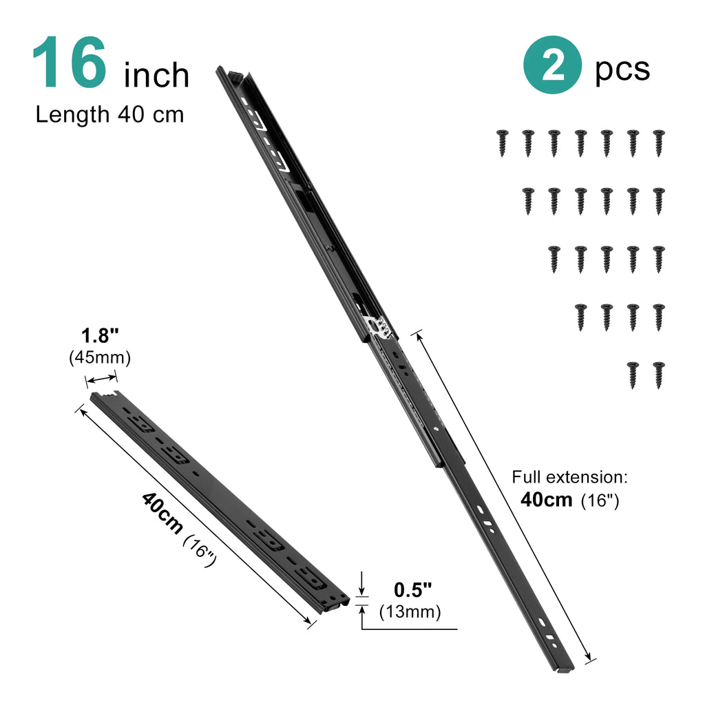 Drawer Rail 10~20Inch Stainless Steel Ball Bearing Slides Drawer Sliding Track 3-Section Full Extension Cabinet Furniture Slides