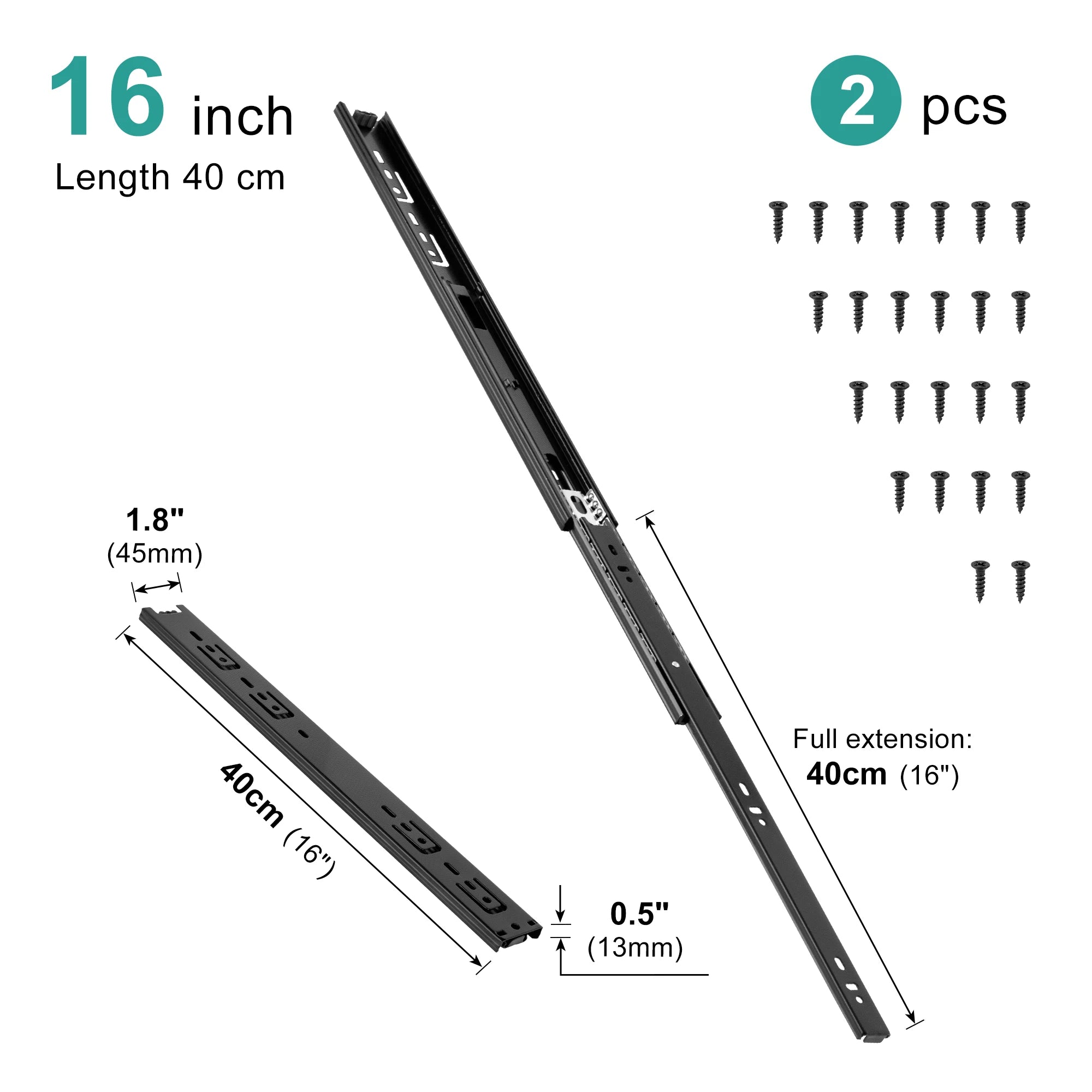 Drawer Rail 10~20Inch Stainless Steel Ball Bearing Slides Drawer Sliding Track 3-Section Full Extension Cabinet Furniture Slides