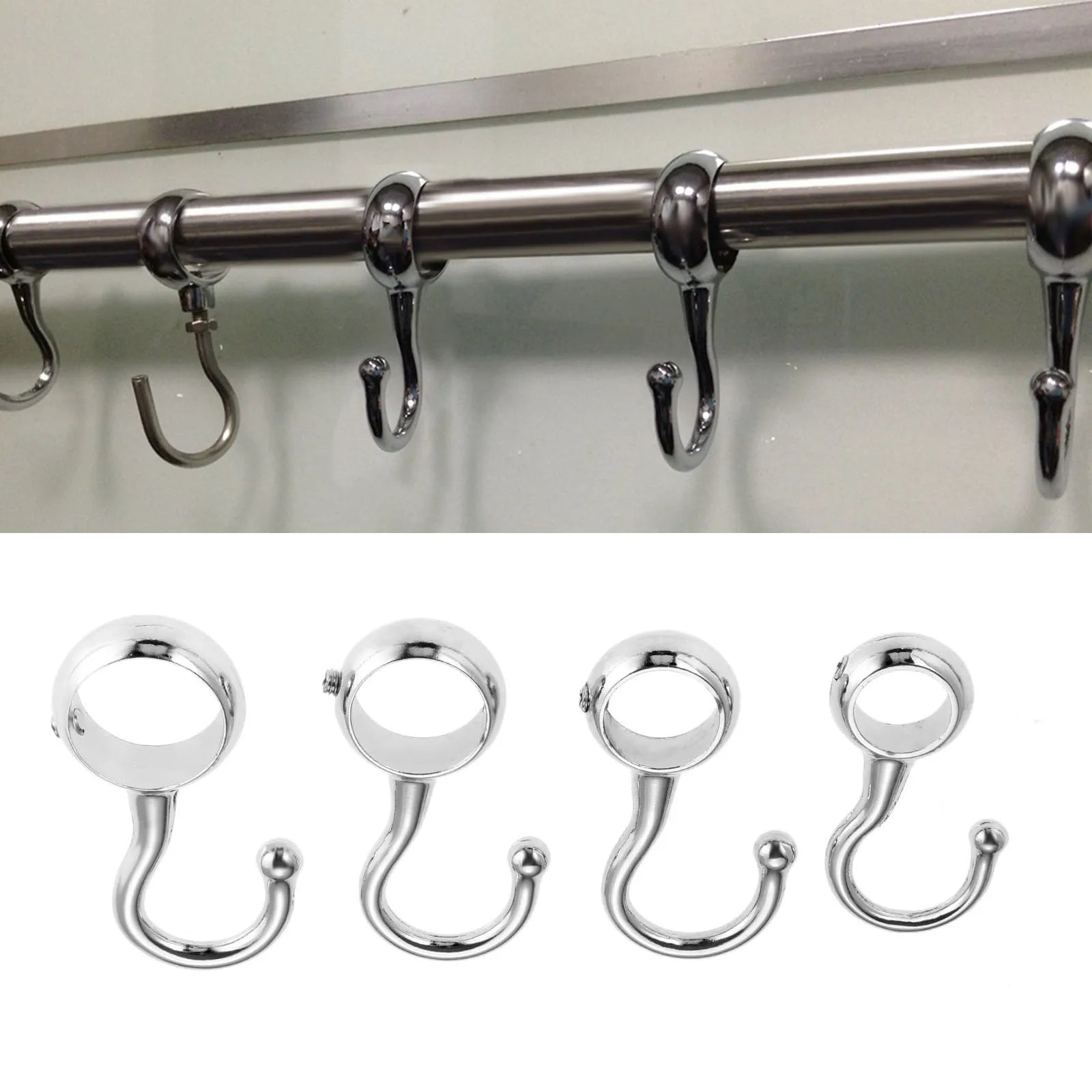 2pcs 16/19/22/25mm Wardrobe Bathroom Hanging Tube Pipe Rod Hooks Kitchen Pan Hook Bathroom Hook Hanger for Towel Clothes