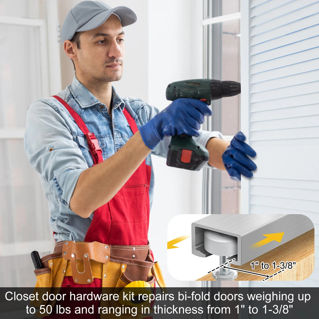 Bifold Door Hardware Kit Closet Door Track Replacement Sliding Door Parts Bi-fold Door Repair Kit Prevent Sliding Blocked