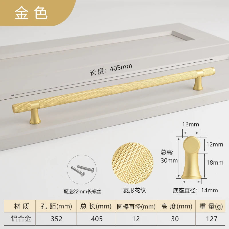 Simple Kitchen Cabinet Wardrobe Door Handles Drawer Knobs and Handles for Furniture Gold Black Knurled Nordic Style
