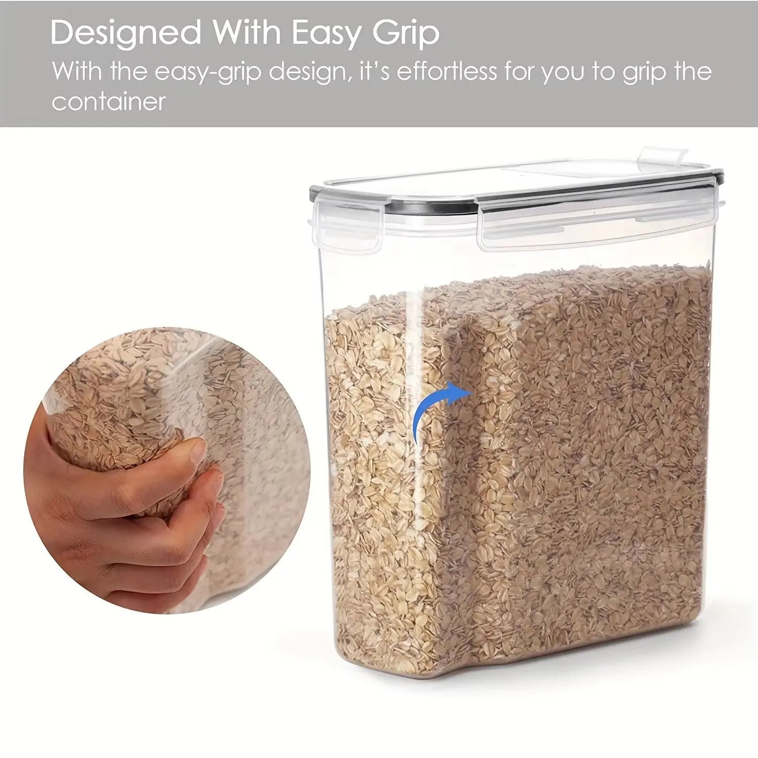 Set of 3 2.5L/4L Sealed Grain Storage Containers Clear PP Kitchen Storage Boxes Fresh-keeping Buckets with Pen Labels