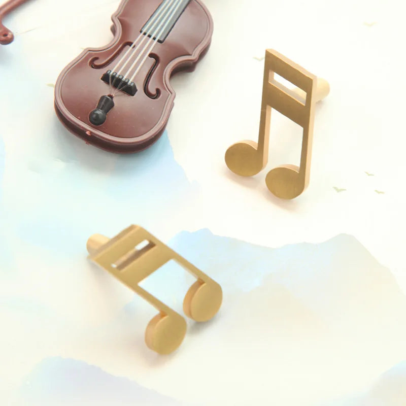 Musical Note Brass Furniture Handles and Knobs for Kitchen Cabinet Modern Dresser Door Handle Drawer Pulls