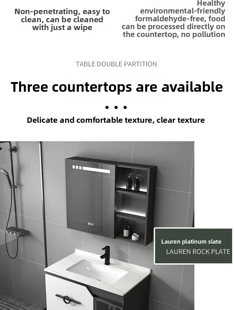 Bathroom Dressing Table and Sink Combination, Rock Plate Integrated Washbasin, Smart Mirror Cabinet, Toilet Furniture