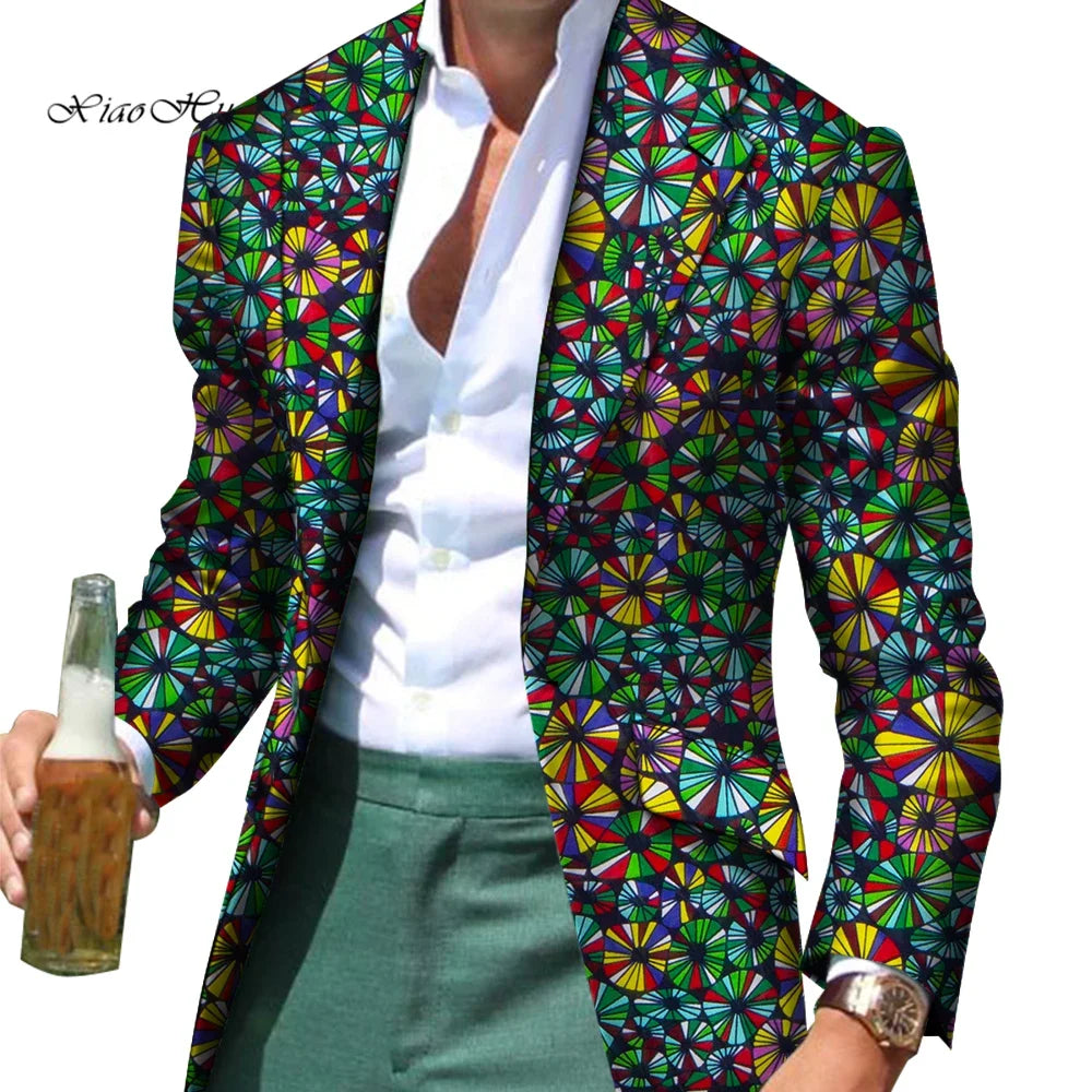 African Men Clothes Smart Causal Customized Slim Fit Fancy Suit Blazer Jackets Formal Coat Business Dashiki Party Wedding WYN530