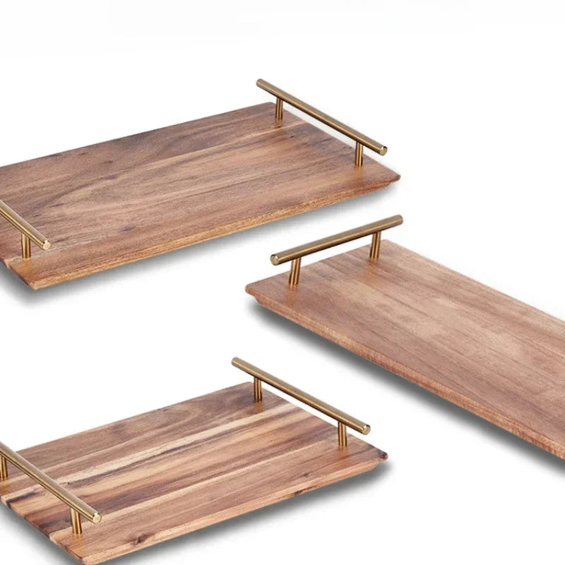 Kitchen Tray for Serving Food Trays for Desserts Dessert Tray With Handles Wooden Serve Storage Coffee Fruit Snack Drink Sweets