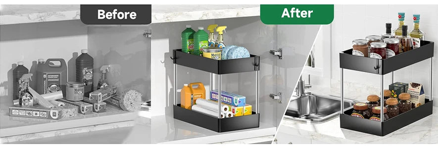 2 Tier Under Sink Organizer Drawer Organizers Storage Rack Kitchen Organizer Cabinet Organizer Storage Holder Kitchen Spice Rack