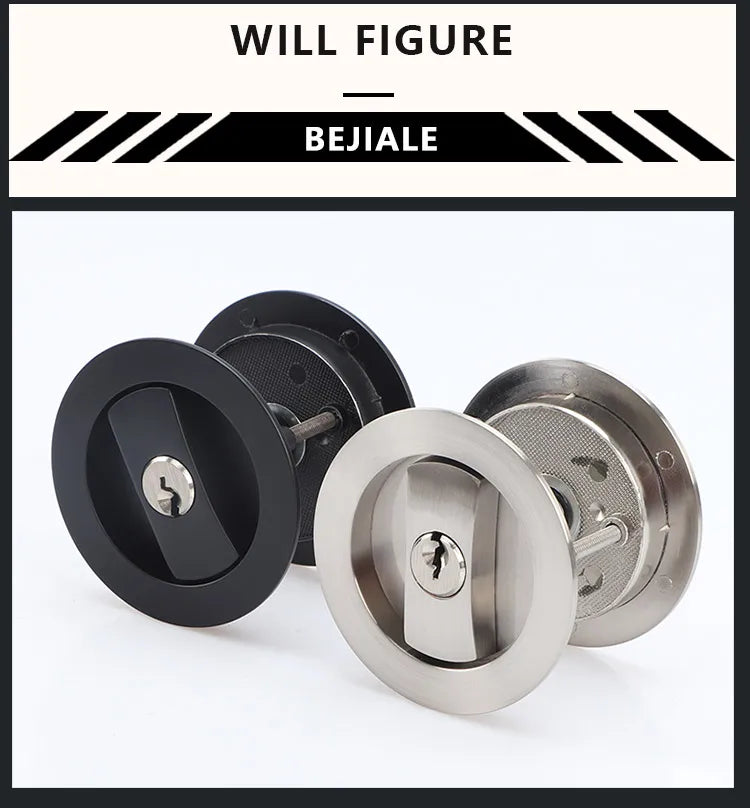 Black Sliding Door Sliding Door Lock Bathroom Balcony Interior Kitchen Double Hook Sliding Door Built-In Invisible Hook Lock