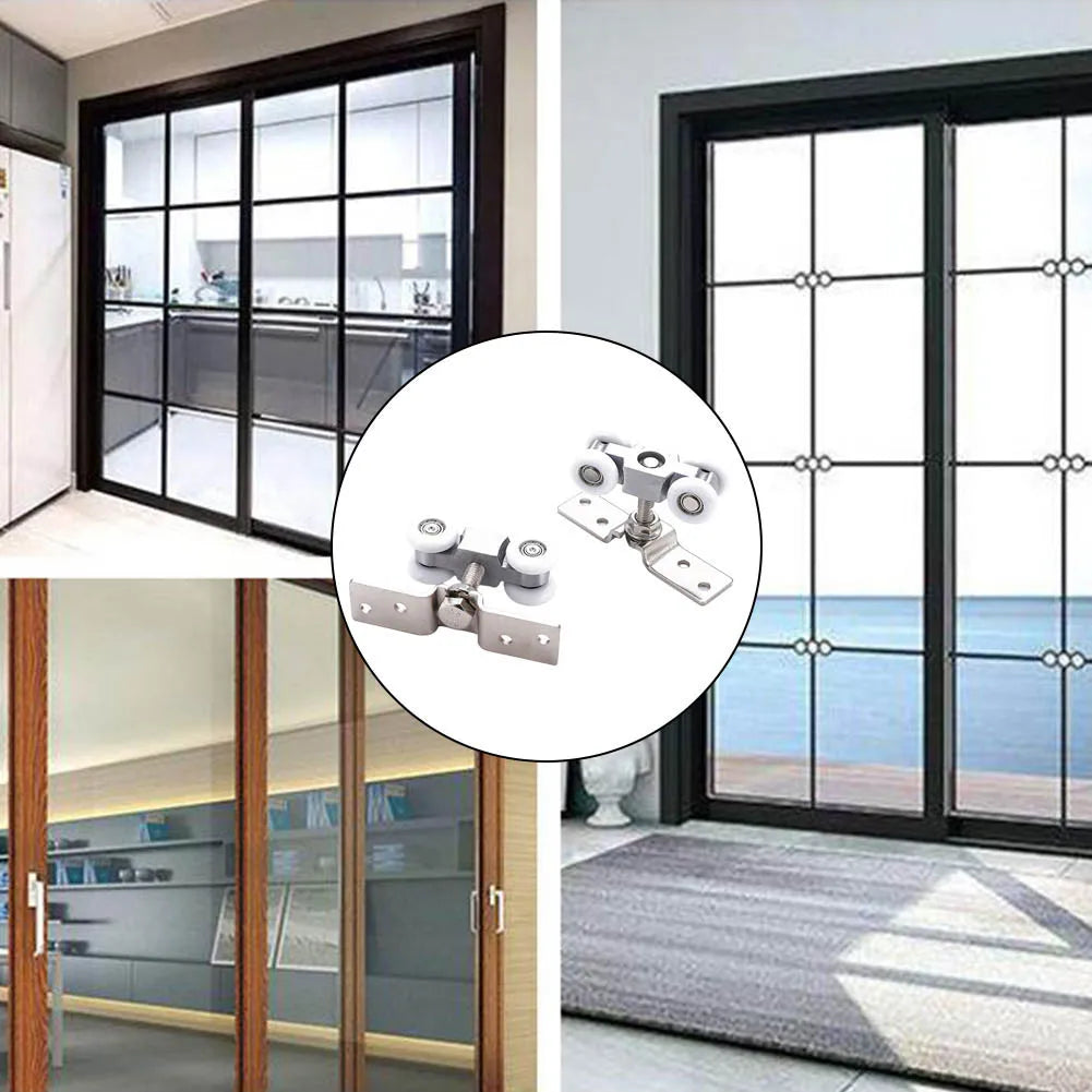 2pcs Sliding Door Roller Hardware Slide Doors Pulley 4-Wheels Glass Door Hanging Rail Track Pulley Silent Nylon Wheels