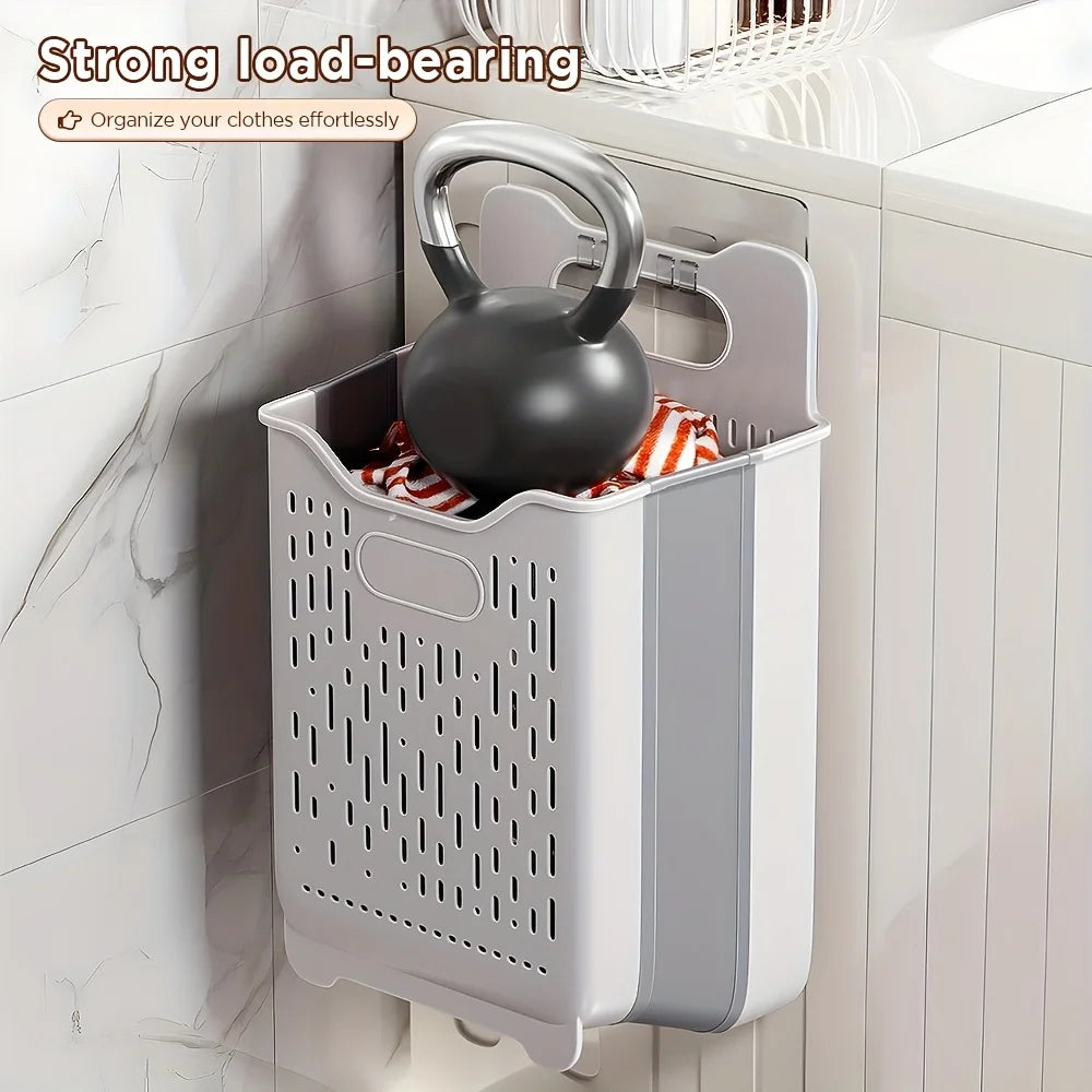 Laundry Basket Hamper,Hanging Wall Collapsible Laundry with Handle,Space-Saving Foldable Storage Dirty Washer Organizer Bin