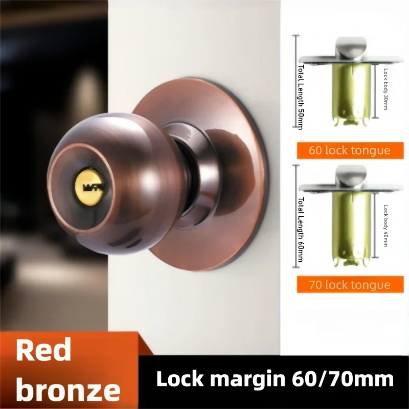 New Stainless Steel Round Ball Door Knobs Handle Passage Entrance Lock Entry for Bedrooms Living Rooms Hardware Accessories