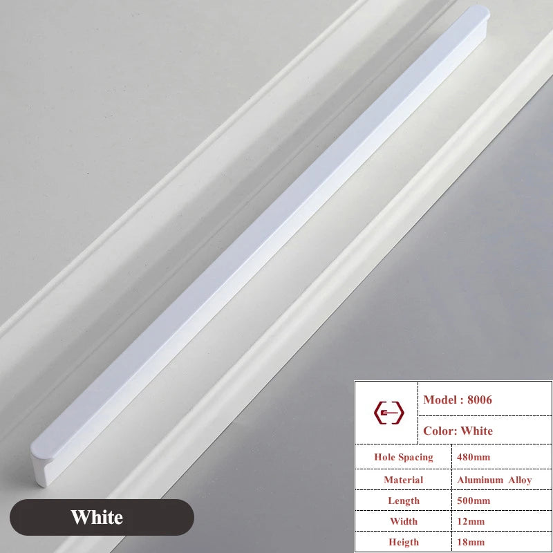 Modern Simple White Long Cabinet Handle Kitchen Cupboard Furniture Length Door Handle  Wardrobe Closet Hardware Drawer Pull Knob