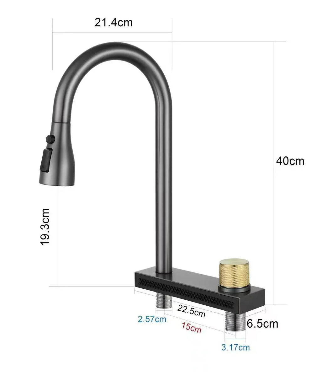 Waterfall Sink Pull Type Kitchen Faucet Hot Cold Mixer Vegetable Wash Tap Basin Multiple Water Outlets Rotation Flying Rain Tap