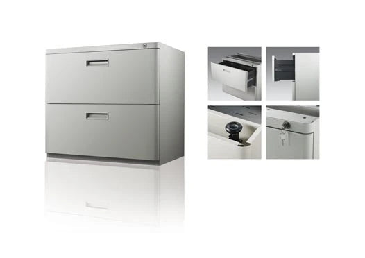 Modern 2 Tier 2 Drawer Steel Black Lateral File Cabinet With Handle With Fire And Moisture-proof For Home Office Furniture