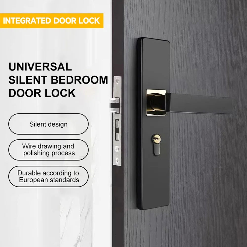 Mute Door Lock Split Handle Metal Door Security Lock with Keys Security Entrance Mechanical Door Lock for Bedroom Bathroom