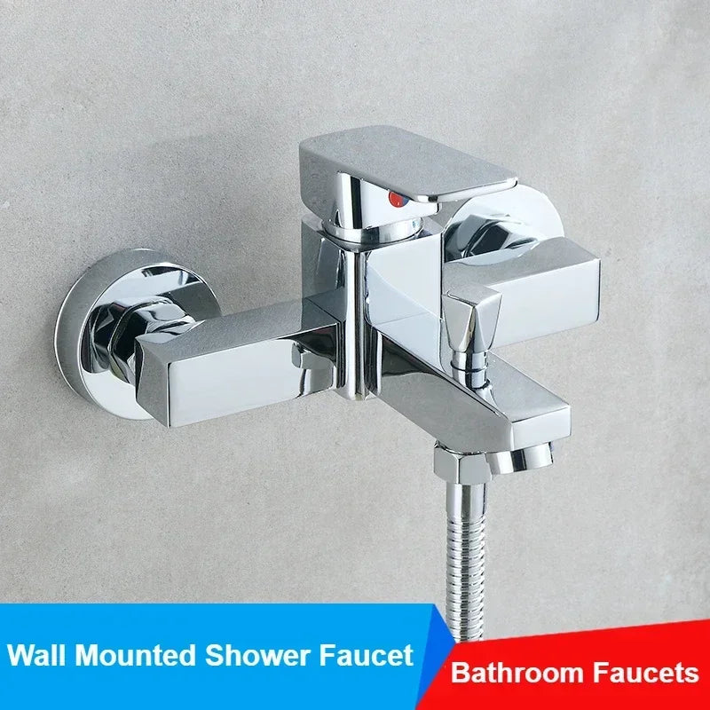 Bathroom Faucets Hot and Cold Shower Tap Wall Mounted  Mixing Valve Single Handle Dual Control Bathtub Faucet Shower Accessories