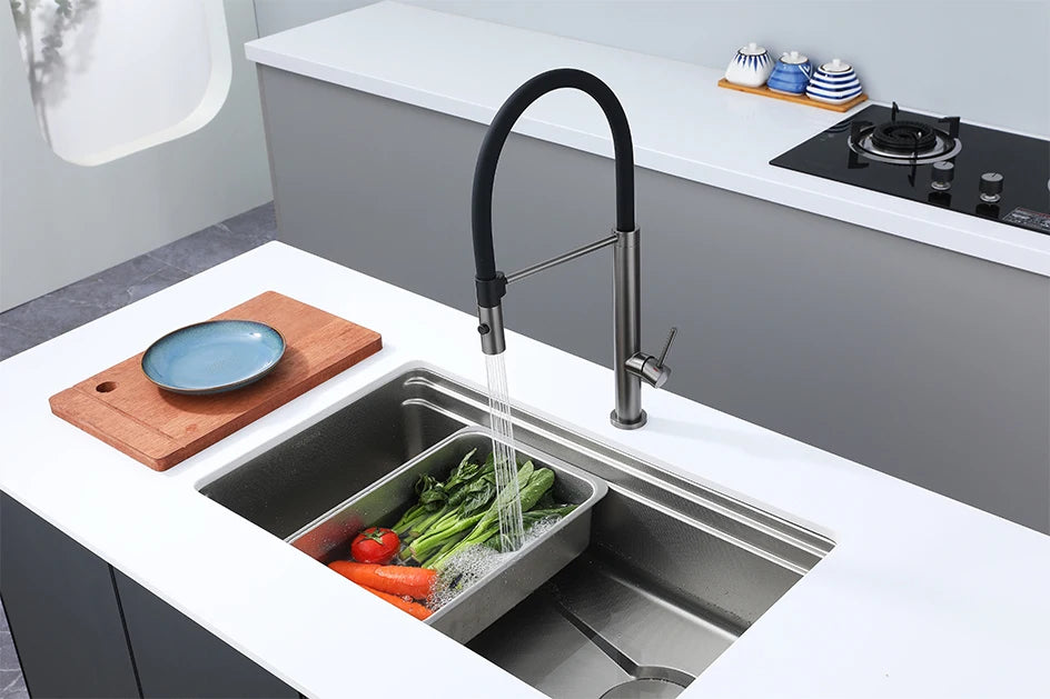 Kitchen Faucet Sink Faucets Rubber Pull Down Stream Sprayer Taps Stainless Steel 304 Rotatable Kitchen Mixer Water Tap Crane