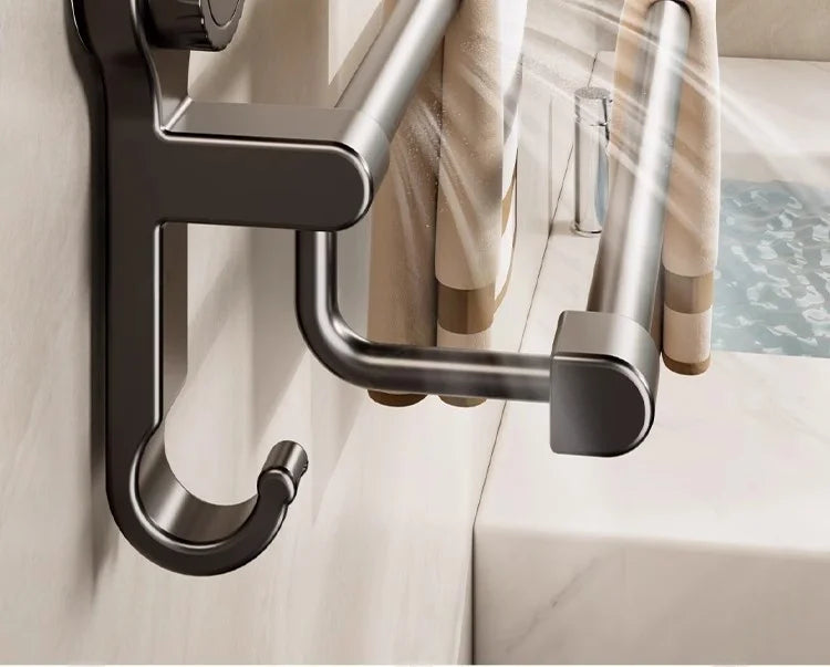 Towel Rack Bathroom No-Drill Storage Rack Suction Cup Wall-Mounted Towel Rack Toilet Bathroom Double Towel Hanging Rod