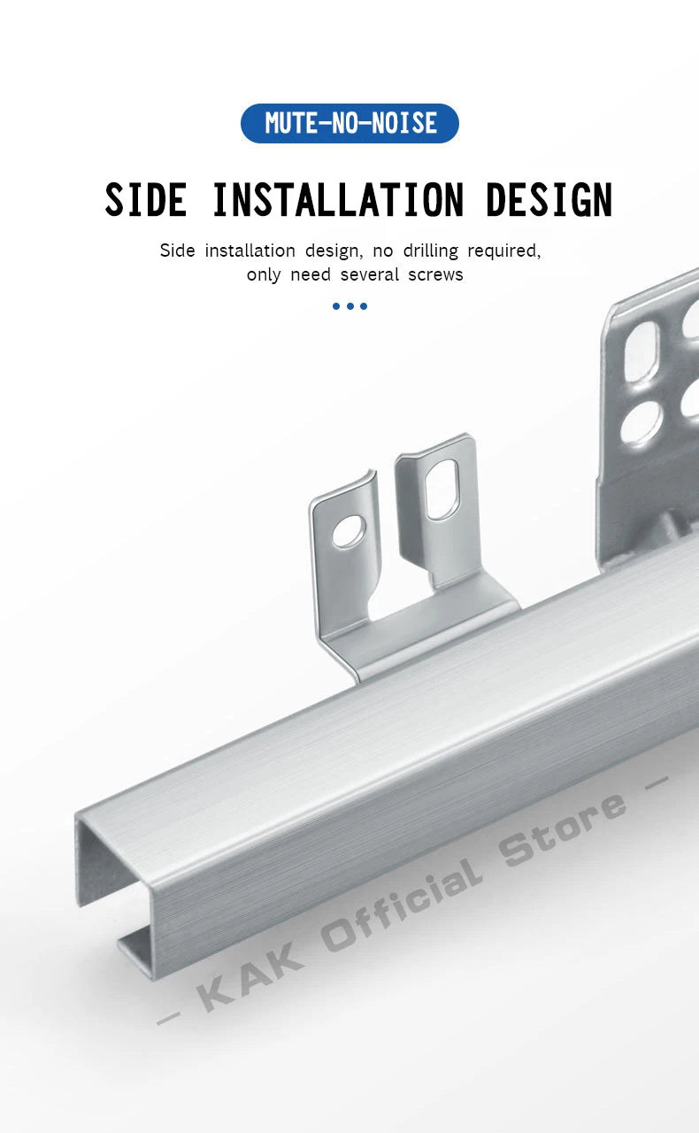 KAK 10"-20" Under Mount Drawer Slide Rails Soft Close 2 Section Hidden Rail Tracks 25KG Drawer Runner Hydraulic Damper Buffer