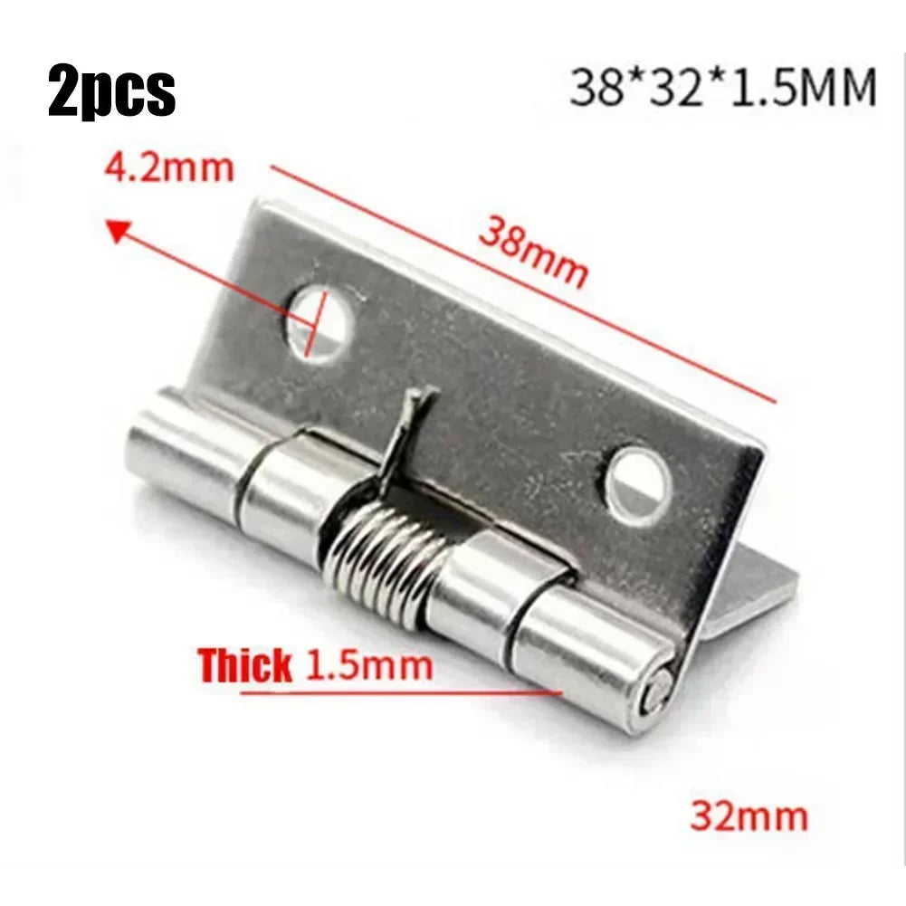 2pcs 1/1.5/2/3Inch Silver Spring Door Hinge Stainless Steel Self Closing Design Windows Cabinets Boxes Household Hardware