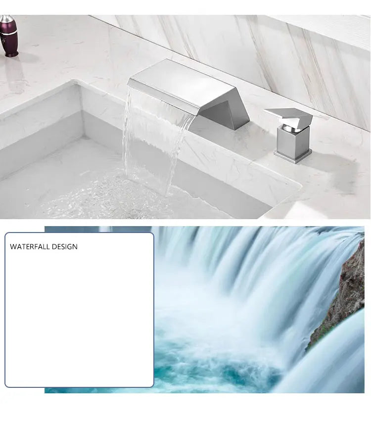 Bathroom waterfall bathtub faucet two-hole cold and hot water Single handle control Sink faucet shower