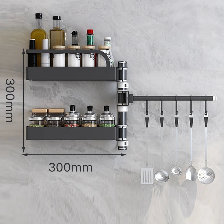 Over Sink Kitchen Rack Black Kitchen Storage Stand Wall-mounted Spice Rack Punch-free 360 Rotation Kitchen Spice Organizer Shelf