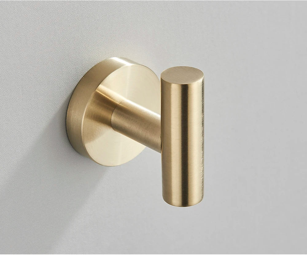 Brushed Gold Bathroom Accessories Towel Bar Bath Robe Hook Bathroom Hardware Set Shelf for Towels Paper Tissue Holder