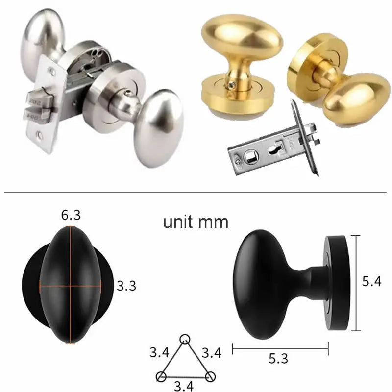 Super beautiful egg-shaped Oval door handle without lock body zinc alloy 4colors home hardware