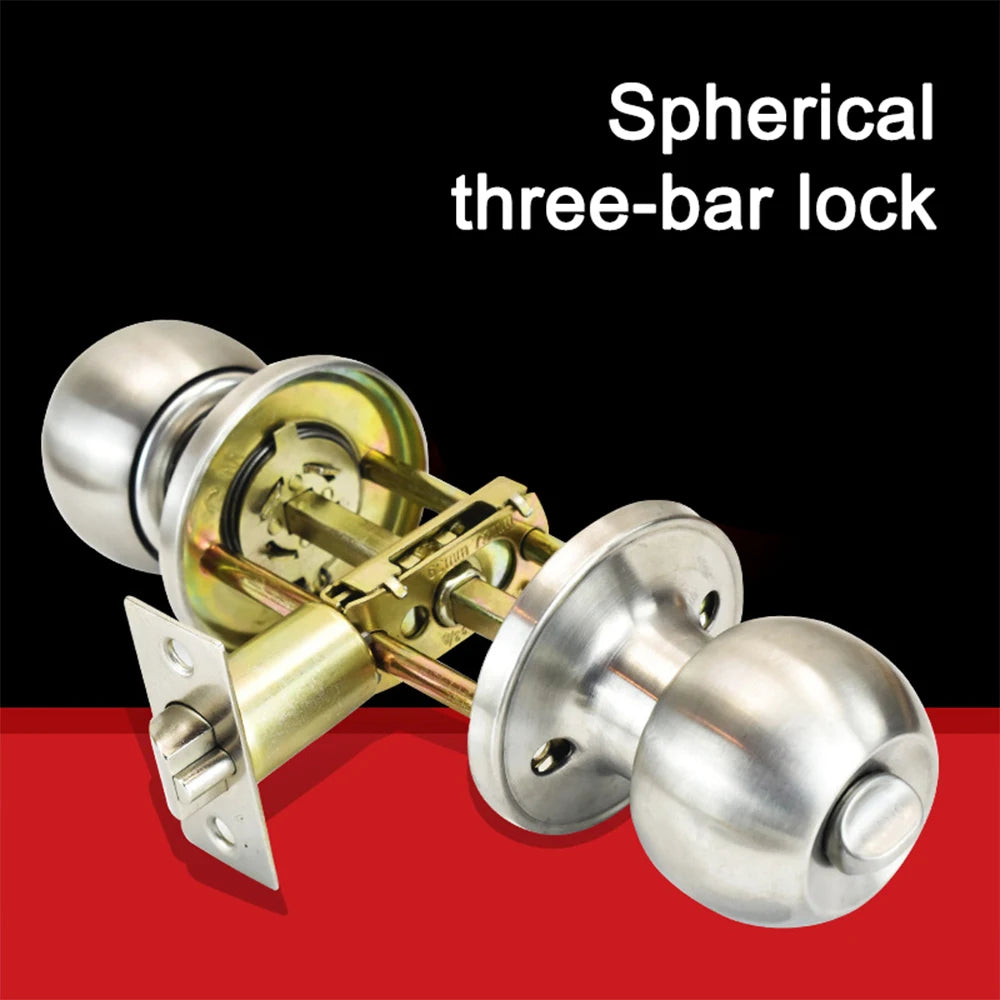 Interior Round Ball Door Knobs, Key Handles, Stainless Steel Locksets for Bathroom, Bedroom
