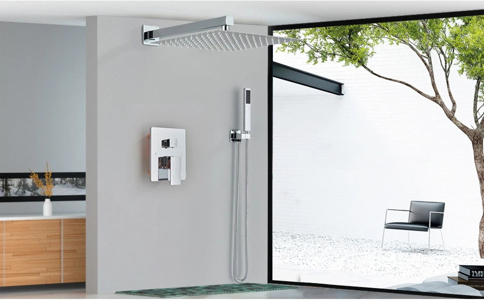 Bathroom Faucet Chrome Rain Shower Head Shower Faucet Wall Mounted Bathtub Bath Mixer Tap Beauty Bathroom Set Shower System