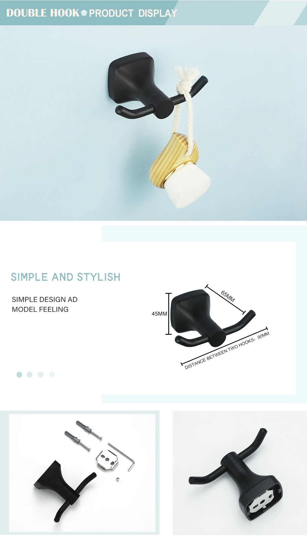 Matte Black Bathroom Accessories Set Wall Mount Stainless Steel Clothes Hook Toilet Paper Holder Towel Bar Hardware Pendant