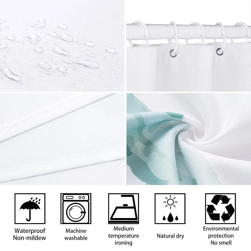 1/4 Forest Waterfalls  print shower Curtains, Toilet Seat Decoration, Shower Curtain with Carpet and Toilet Lid, 70.8x70.8 inch