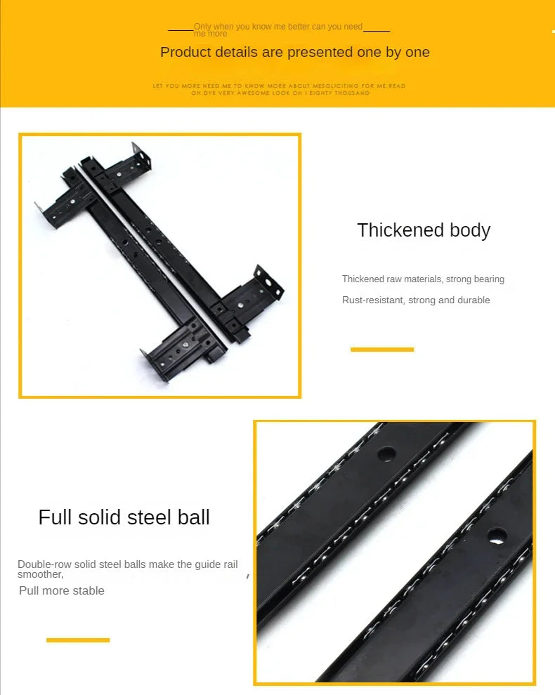 2pcs Computer Desk Drawer Slides Rail Track Hoisting Keyboard Tray Slide Rail Pull Steel Ball Furniture Hardware Accessories
