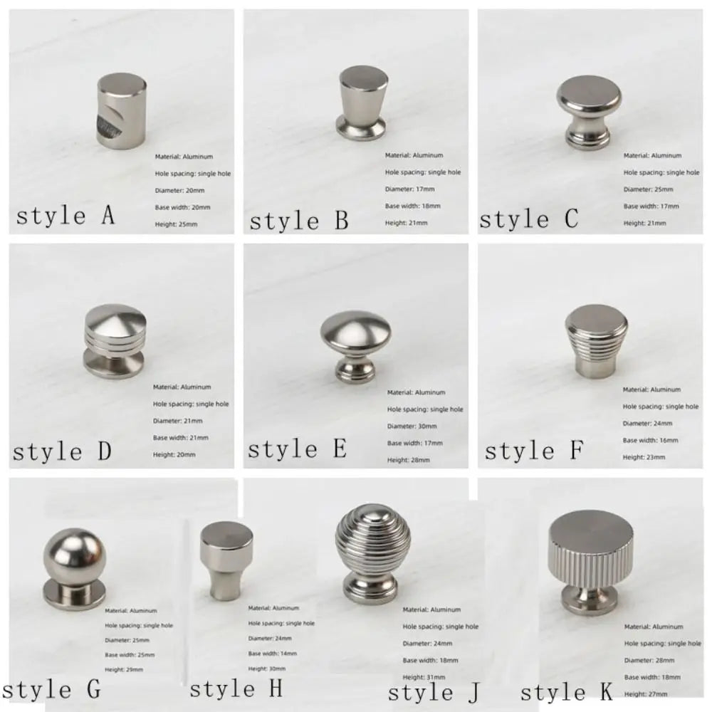 Round Knob Single Hole Furniture Handle Silver Modern Cabinet Pulls Space Aluminum Convenient Furniture Knobs Drawer