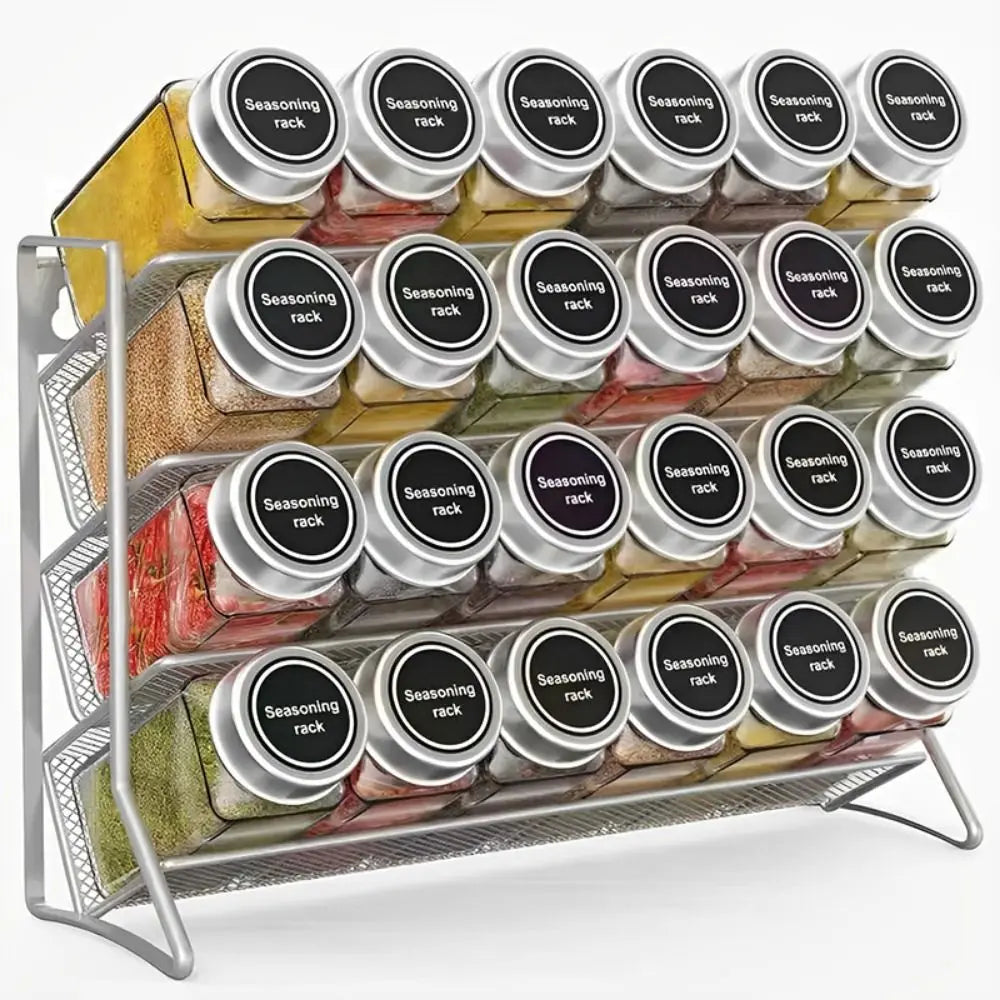 4 Layer Spice Storage Rack Wall-mounted Sturdy Countertop Spice Holder Free Standing Space Saving Seasoning Organizer Shower