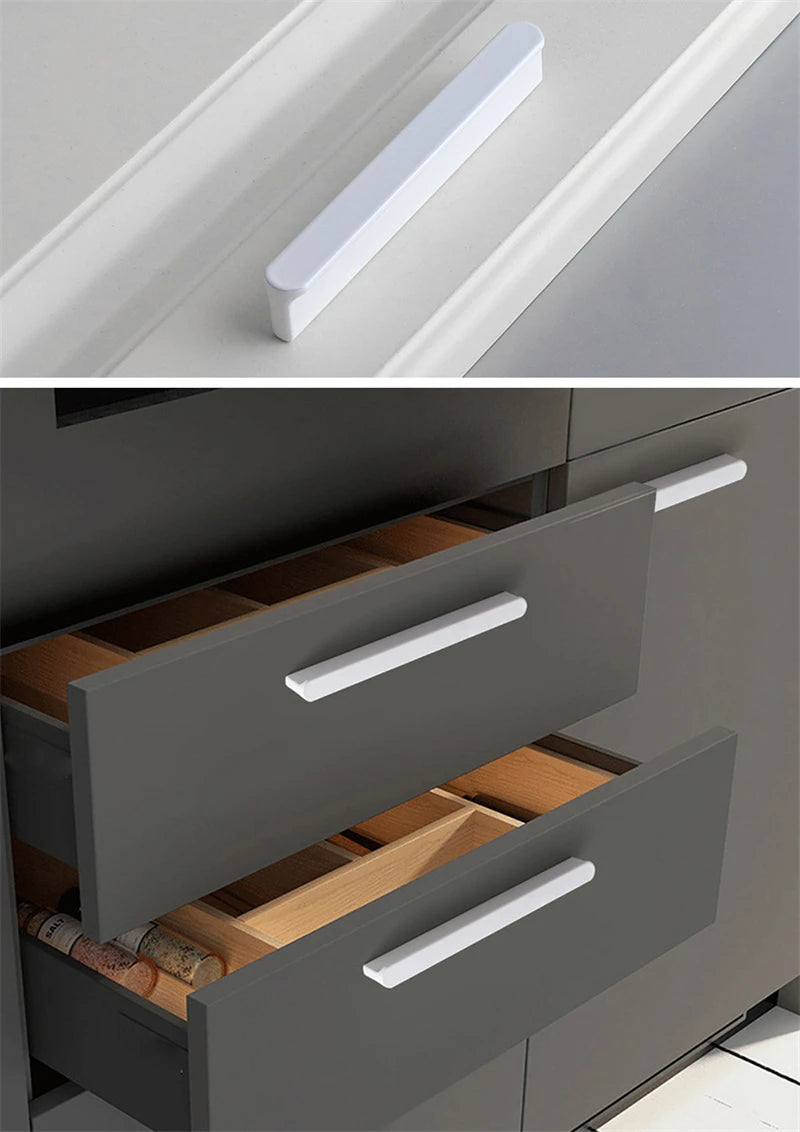 Modern Simple White Long Cabinet Handle Kitchen Cupboard Furniture Length Door Handle  Wardrobe Closet Hardware Drawer Pull Knob