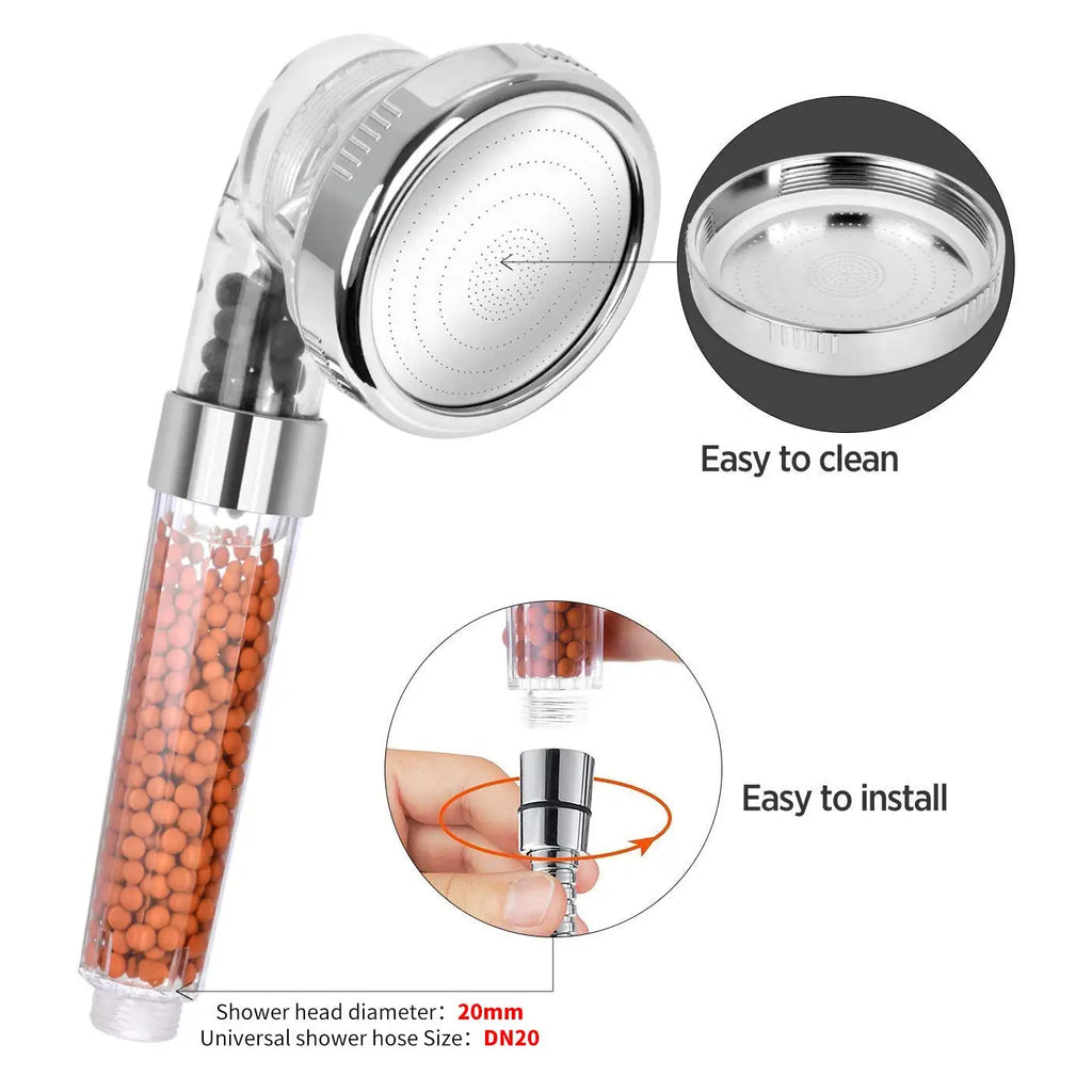 Bathroom Water Therapy Shower Negative Ion SPA Shower Head Water Saving Rainfall Shower Filter Head High Pressure Bath Spray