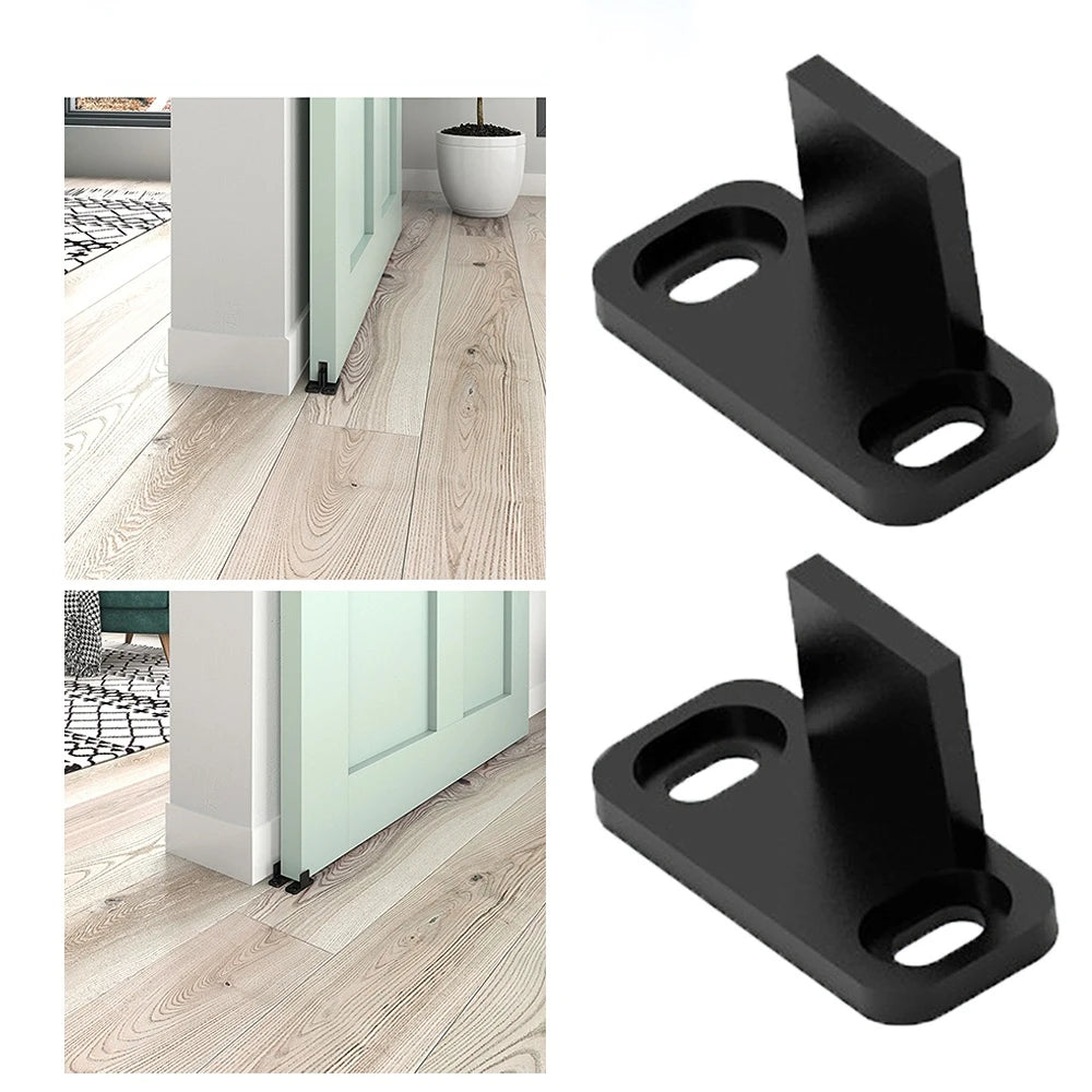 2pcs Sliding Barn Door Floor Guides Closet Door Guides Hardware Plastic Floor Wall Mounted Bottom Track Guide for Sliding Doors