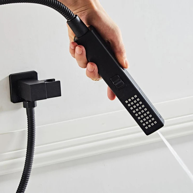 Bathroom Accessories Black Wall Stainless Steel Handheld Sprinkler Shower Mounting Black Shower&Spray 2 Function Handheld