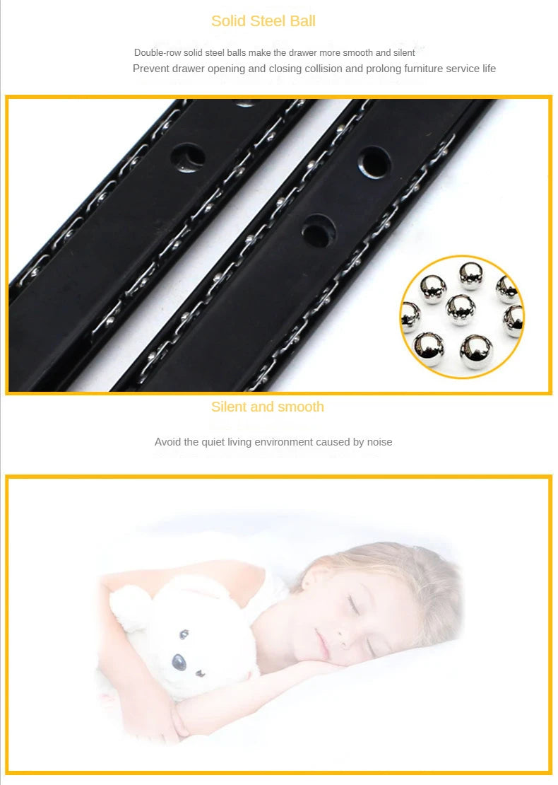 2pcs Computer Desk Drawer Slides Rail Track Hoisting Keyboard Tray Slide Rail Pull Steel Ball Furniture Hardware Accessories