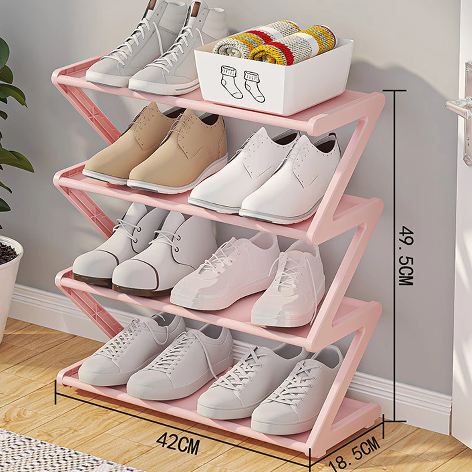 Shoe Rack Organizer Space Saving Shoes Organizer Free Standing Z-shaped Rack Multi-layer Assembly Storage for Home Dormitory