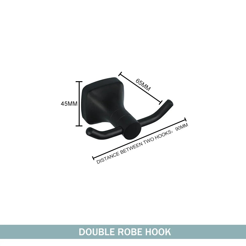 Matte Black Bathroom Accessories Set Wall Mount Stainless Steel Clothes Hook Toilet Paper Holder Towel Bar Hardware Pendant