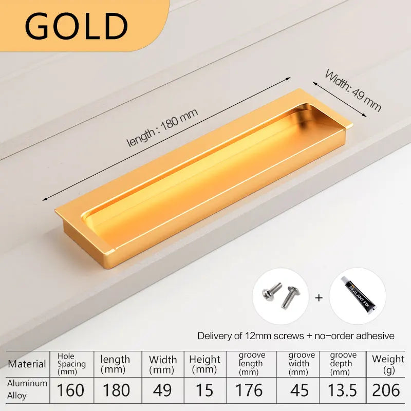 Modern Luxury Furniture  Recessed Cabinet Handles & Flush Drawer Pulls  Aluminum Alloy Slot Design