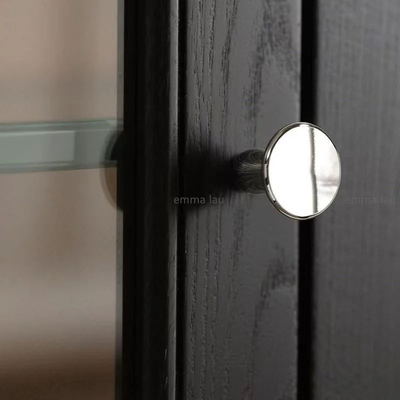 Modern Walnut Wood Brass Cabinet Door Handle Silver Wardrobe Cupboard Furniture Pulls Single Hole Drawer Knobs Cabinet Handles