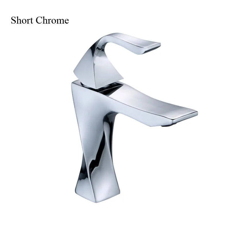 Bathroom Faucet Basin Sink Golden Chrome Tap Hot Cold Water Mixer Tap Deck Mounted Bathroom Faucets Single Lever Taps